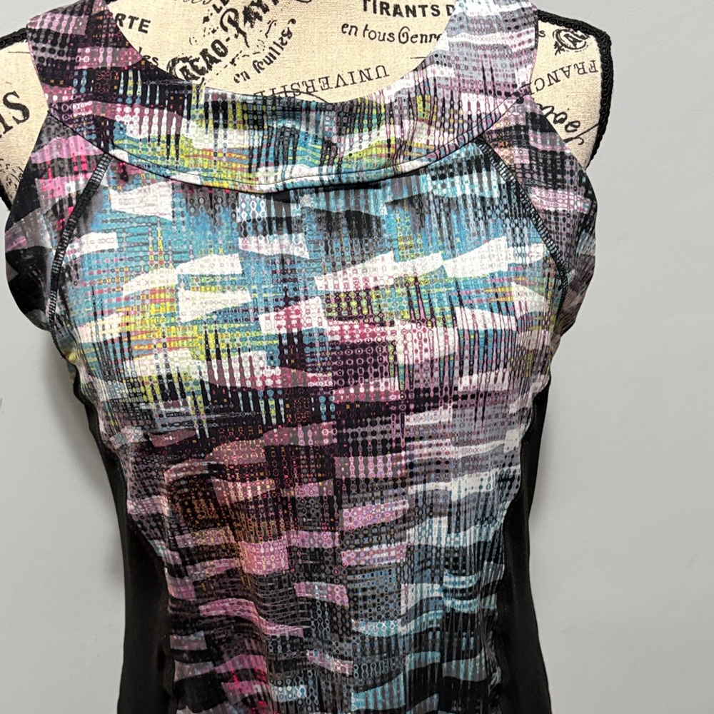 Chic Black And Multicolor Patterned Mini Dress - image 3